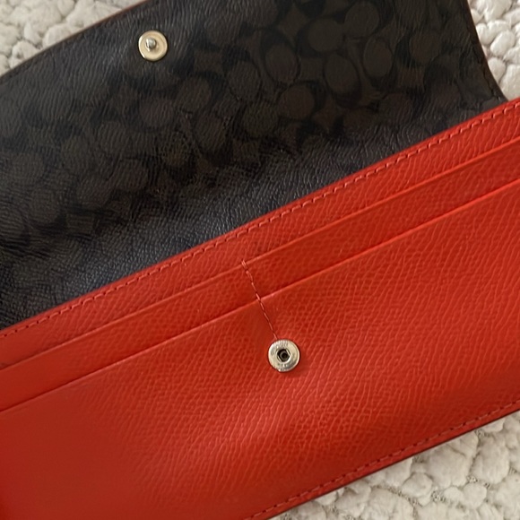 Vintage Coach New York Slim Flap Pebble Leather Wallet with Zip- 8 x 4.25-Orange - Picture 5 of 9